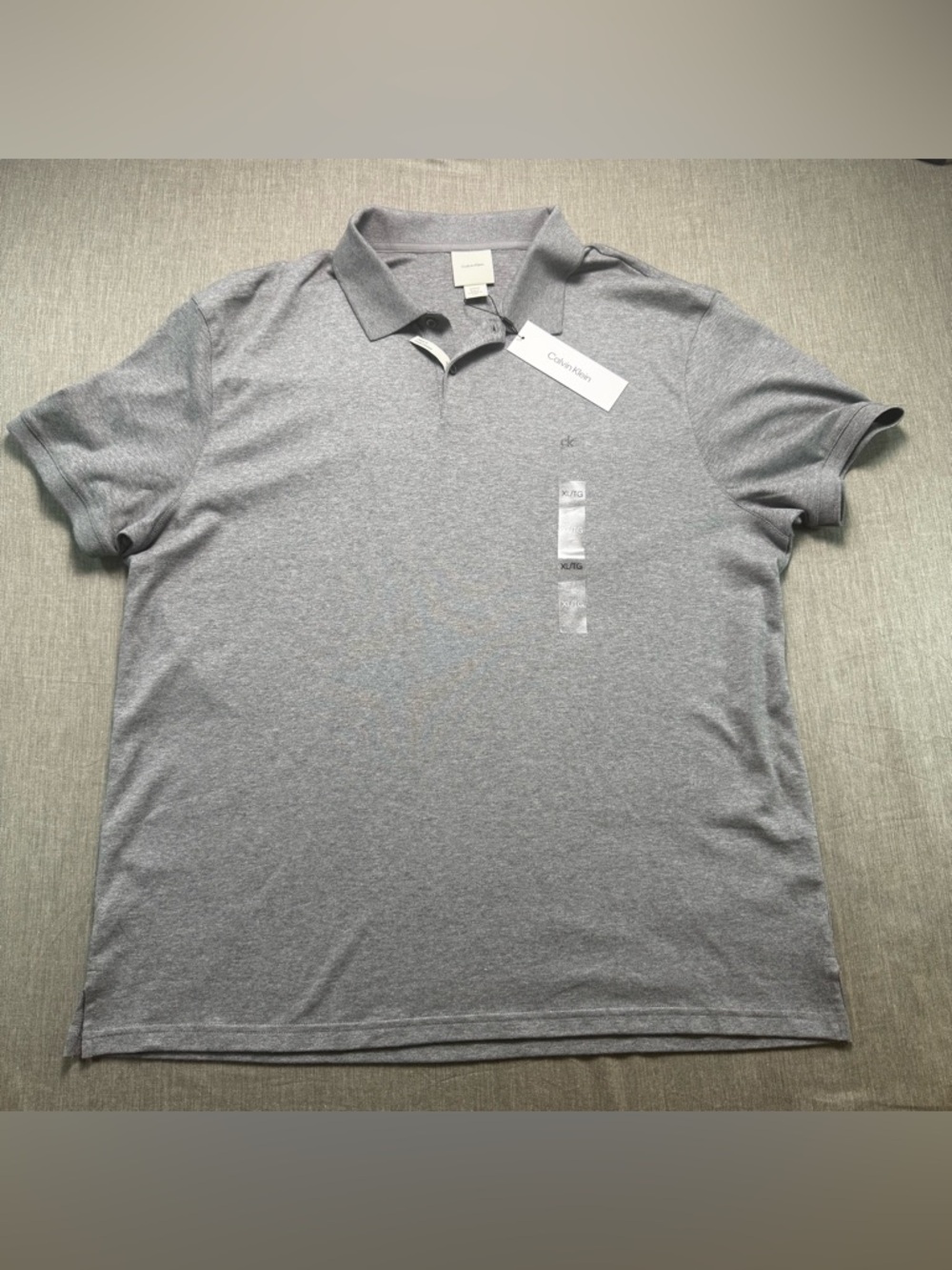 NEW Calvin Klein Polo Shirt Mens XL Gray Short Sleeve Classic Fit Cotton NWT
